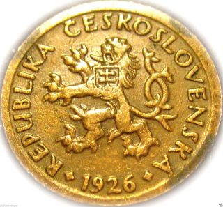 Czechoslovakia - Czechoslovakian 1926 10 Haleru Coin - Rare - Rampant Lion photo