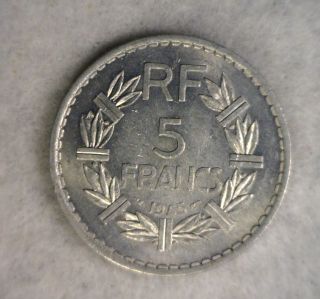 France 5 Francs 1945 Bu Aluminum Coin (cyber 1280) photo