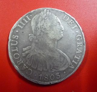 Bolivia Silver Coin 8 Reales Km73 Vf - 1803 Pj - Potosí photo