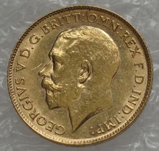 1913 England Gold Coin 1/2 Sovereign George V London photo