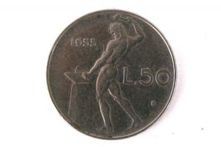 50 Lire Coin From Italy Dated 1955 photo