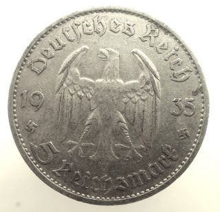 Xxrare Wwii German Third Reich Silver 5 Mark 1935 - E Vf Nazi Coin Km 83 photo