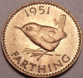 Unc Great Britain 1951 Farthing See All Our Unc Farthings photo