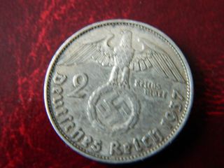 German 2 Mark 1937 E Silver Coin With Eagle 1321 photo