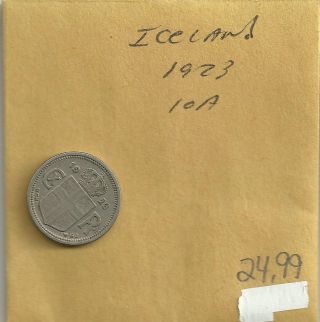 1923 Hcn Gj Iceland 10 Aurar Coin Km 1.  1 Mark Heart Copper - Nickel photo