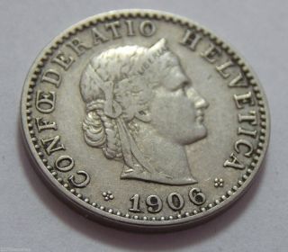 1906 Switzerland Nickel 20 Rappen Coin photo