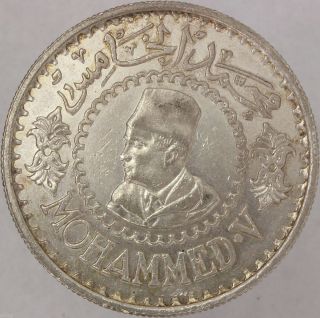 1956 500 Francs Mohammed V Silver (. 900) 36 Mm 22.  5 G Y 54 - Unc 69695 photo