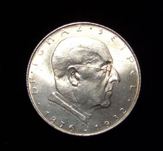 Austria 1933 2 Schilling Coin Silver Bu Commemorative Dr Ignaz Seipel photo