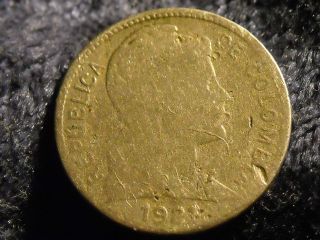 Colombia 1921 Centavo Colombian Cent Penny Coin - Flip photo