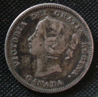 Canada 1901 Silver 5 Cents Clear Detail Toned Coin photo