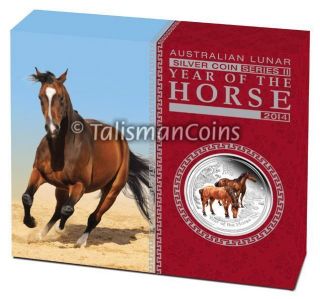 Australia 2014 Year Horse Lunar Zodiac $1 1 Oz Pure Silver Dollar Color Proof photo