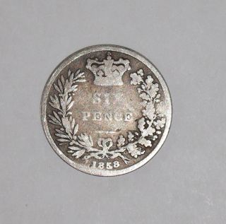 Six Pence Silver1858 Queen Victoria photo