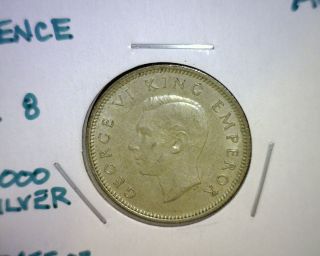 1941 Zealand 6 Pence Coin,  Au,  Km 8,  Silver photo
