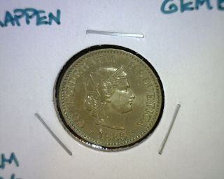 1885 B Switzerland 5 Rappen Coin,  Gem Bu,  Km 26 photo
