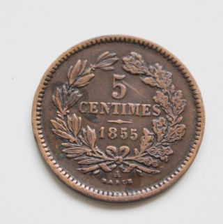 Luxembourg 5 Centimes 1855a photo