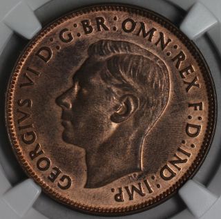 1948 - M Ngc Ms 64 Australia Large Penny (ngc Pop 2/7) Last Ind Imp Coin photo