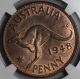 1948 - M Ngc Ms 64 Australia Large Penny (ngc Pop 2/7) Last Ind Imp Coin Australia photo 1