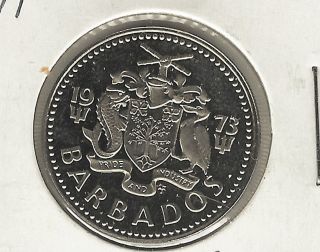 Barbados 25 Cents,  1973,  Proof photo