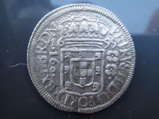 Brazil 1699 Silver Coin 160 Reis D.  Petrus Ii Svbq Rare Xf photo