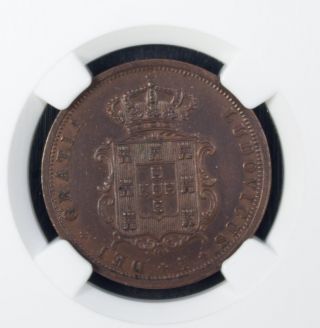 1868 Portugal 5 Reis Ngc Unc Details Bronze photo
