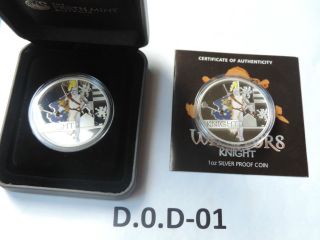 2010 Perth Australia Great Warrior Series Knight 1oz Silver Proof Coin photo