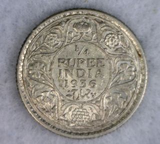 British India 1/4 Rupee 1936 Uncirculated Silver (lux 160) photo
