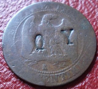 1854 - K France 5 Centimes With ' Qy ' Counterstamp photo