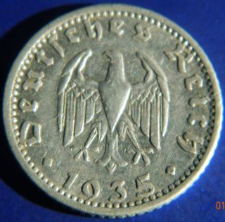 Hitlers Germany Third Reich 1935 G Fifty Reichspfennig Aluminum Piece Xf G26 photo