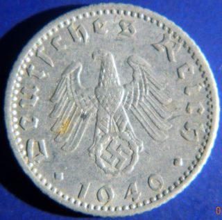 Hitlers Germany Third Reich 1940 A Fifty Reichspfennig Aluminum Piece Xf G32 photo