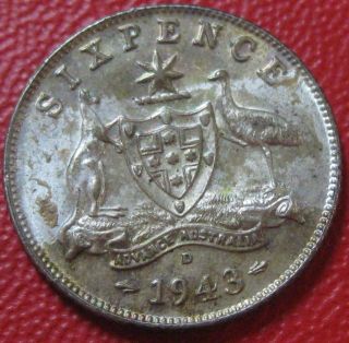 Australia 1943 D Silver Sixpence As Pictured T27 photo