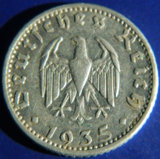 Hitlers Germany Third Reich 1935 G Fifty Reichspfennig Aluminum Piece Xf G25 photo