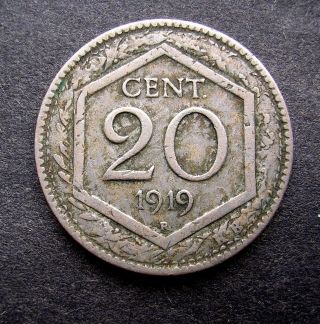 1919 Italy 20 Cents Over Sturck / Strike Error Obverse,  Centesimi, photo