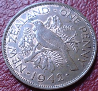 1942 Zealand Penny In Ef - Au photo