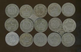 Greece.  20 Lepta 1894 F - F+,  Crown,  Paris,  Greek Coin,  King: George {offer} photo