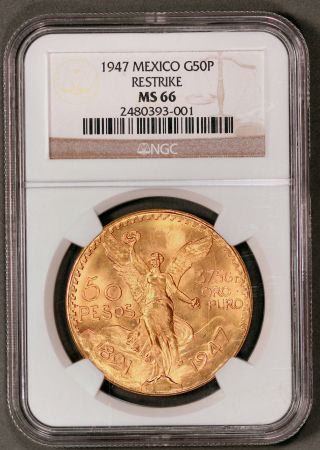 1947 Mexico 50 Peso Ngc Ms66 G50p 1.  20oz Gold photo