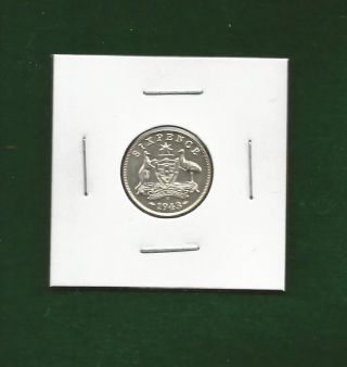 1943 D Australia Six Pence.  425 Fine Silver Coin.  0842 Asw Unc photo