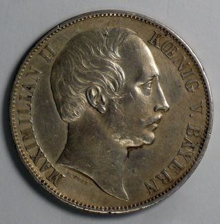 German States 1862 Bavaria Silver Thaler Coin photo