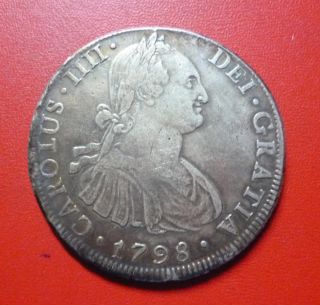 Bolivia Silver Coin 8 Reales,  Km73 Vf+ 1798 Pp (potosí) photo
