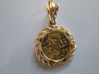 1989 5 Yuan.  999 Gold Panda Coin And Pendant photo