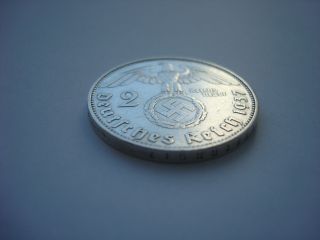 2 Reichsmark 1937 - A German Hitler Silver Coin Third Reich Nazi Swastika Xxx - Rare photo