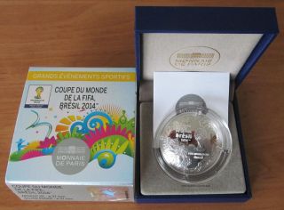 France 10 Euro Silver Proof Fifa 2014 Foot World Cup Brasil Convex Coin @ Rare photo