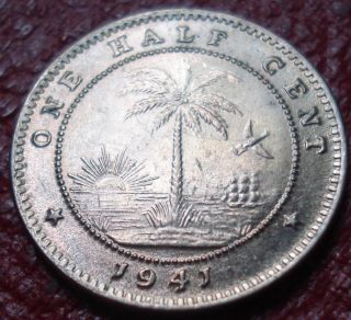 1941 Liberia Half Cent In Uncirculated photo