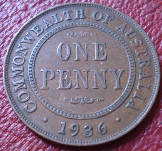 1936 Australia Penny In Vf photo
