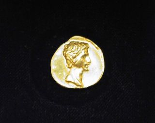 24kt Gold Repro Denar Coin W Bust Of Roman Caesar Augustus 26bc photo