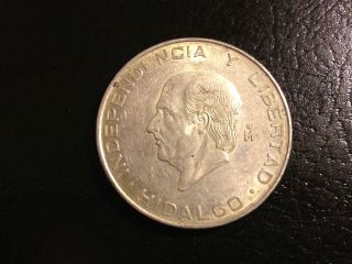 1955 Mexico Cinco Pesos Hidalgo Silver Ley 720 Coin photo