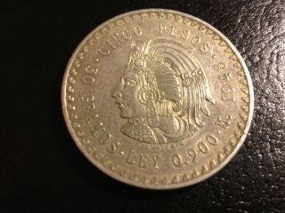 1948 Mexico Looks Uncirculated Silver Cinco Pesos photo