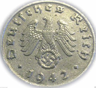 Germany - 1942b Reichspfennig Coin - Rare German 3rd Reich Ww2 Coin photo