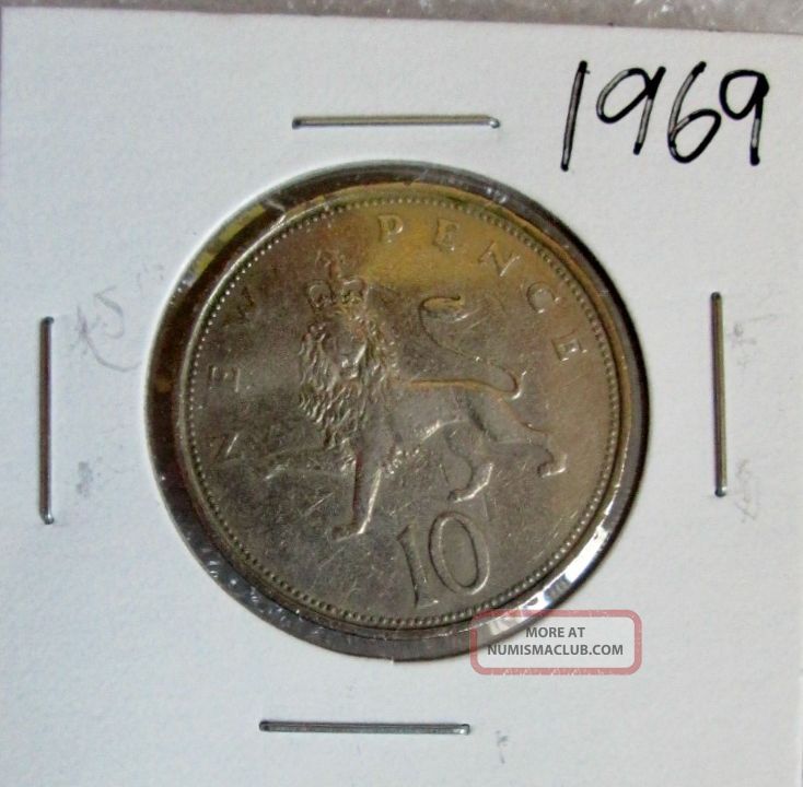 1969 Great Britain Ten Pence Old English Coin