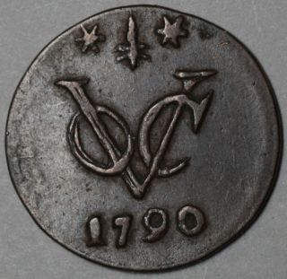 1790 1/2 Duit Voc Netherlands East Indies Copper 1/2 Penny Gelderland Coin photo
