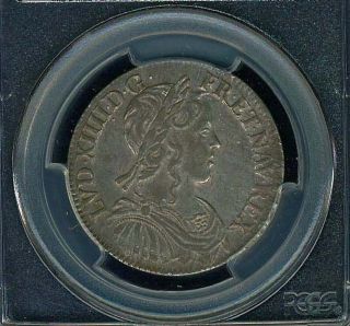 France Louis Xiv 1654 - A 1/2 Ecu Coin Almost Uncirculated Certified Pcgs Au55 photo